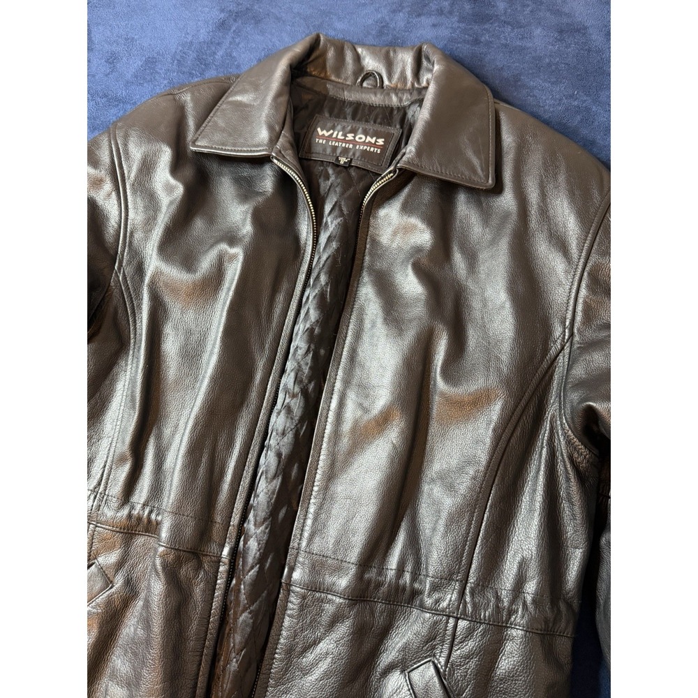 Wilson’s Leather Jacket Women’s Sz S Black Quilted Lining Drawstring Thinsulate